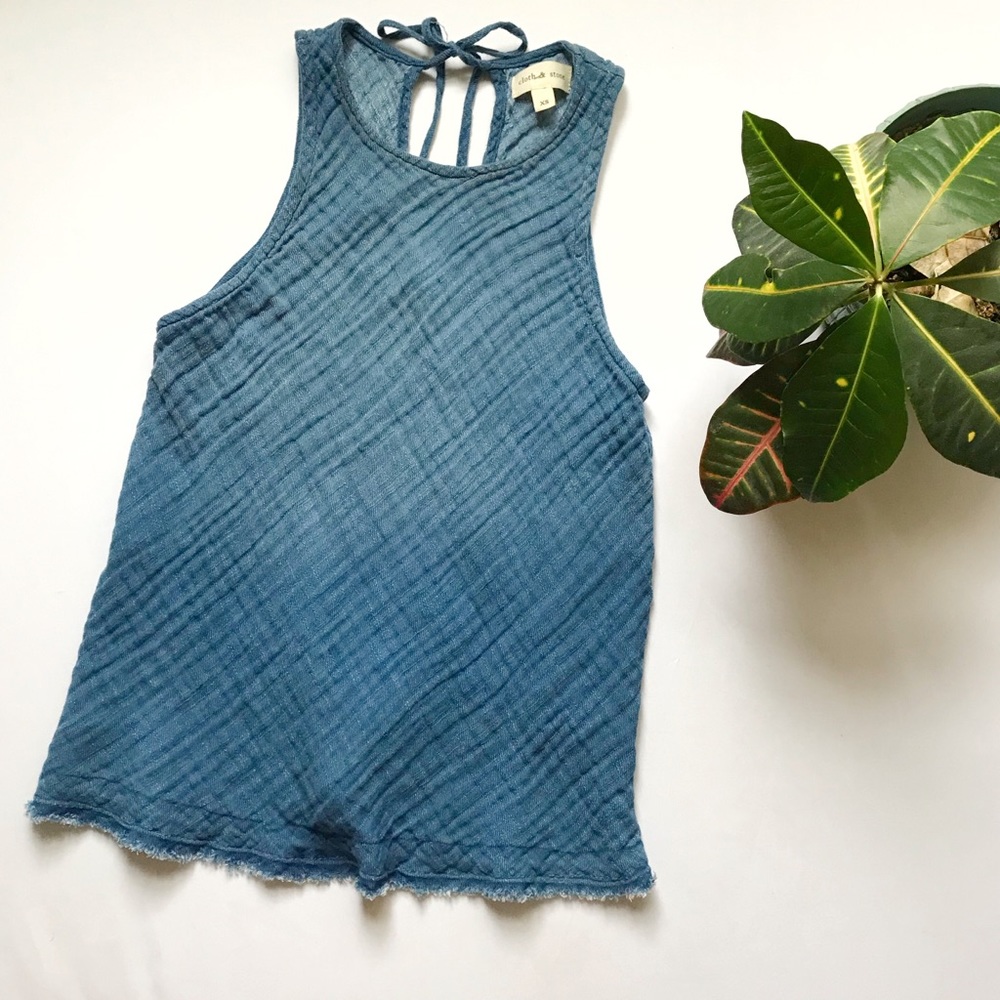 Cloth & Stone Quilted Raw Hem Chambray Tank